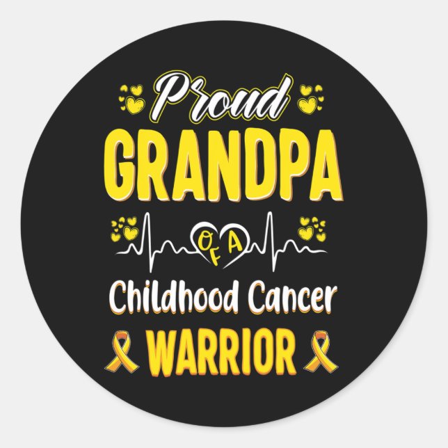 Pegatina Redonda orgulloso Abuelo Concienciación de guerrero del cá (Anverso)