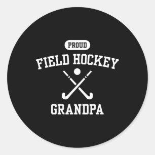 Pegatina Redonda Orgulloso abuelo de hockey sobre hierba jugador de