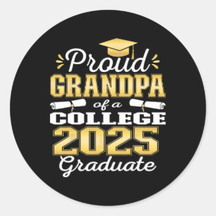 Pegatina Redonda Orgulloso Abuelo De La Familia Universitaria 24 G