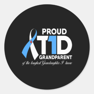 Pegatina Redonda Orgulloso Abuelo De T1D De La Nieta Diabetes Aw