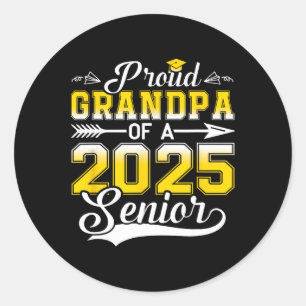 Pegatina Redonda Orgulloso Abuelo De Un Graduado Superior De 2025