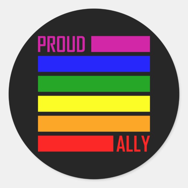 Pegatina Redonda ORGULLOSO ALIADO FLAG Mes del Orgullo LGBT (Anverso)