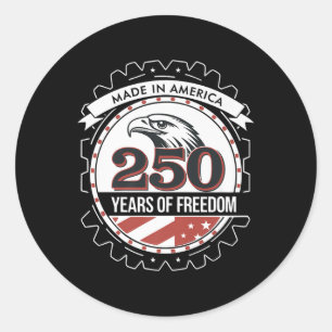 Pegatina Redonda Orgulloso América 250 Aniversario Grunge Ee.Uu. 4