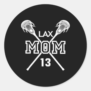 Pegatina Redonda Orgulloso Amor Lacrosse Mom #13 Lax Player Número
