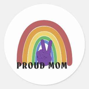 Pegatina Redonda Orgulloso arcoiris del orgullo LGBTQ para mamá