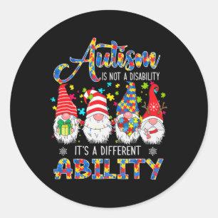 Pegatina Redonda Orgulloso autismo es una habilidad diferente tres