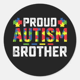 Pegatina Redonda Orgulloso autismo Hermano Conciencia Familia Autis