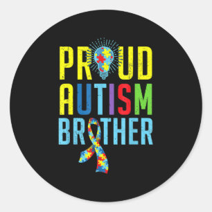 Pegatina Redonda Orgulloso autismo Hermano hermano Conciencia sobre