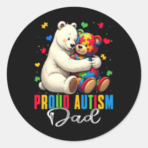 Pegatina Redonda Orgulloso Autismo Papá Sufre Autismo Conciencia Au