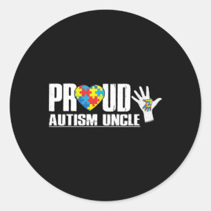 Pegatina Redonda Orgulloso Autismo Tío Papá Concienciación Sobre El