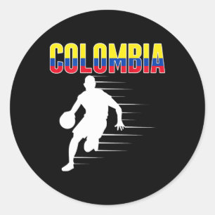 Pegatina Redonda Orgulloso Colombia Sketans Jersey Bandera Colombia