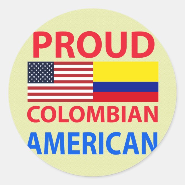 Pegatina Redonda Orgulloso colombiano-americano (Anverso)