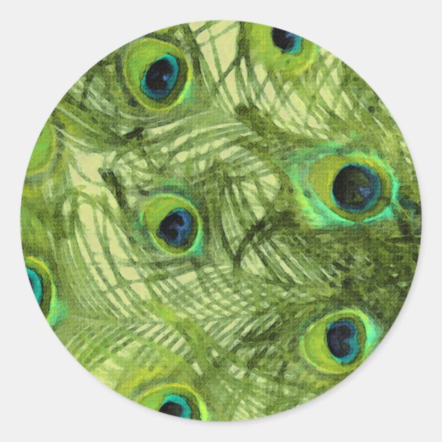 Pegatina Redonda Orgulloso como azul verde pavo real (Anverso)