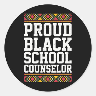 Pegatina Redonda Orgulloso consejero escolar afroamericano negro
