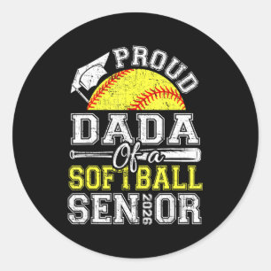 Pegatina Redonda Orgulloso Dada 2026 Softbol Senior