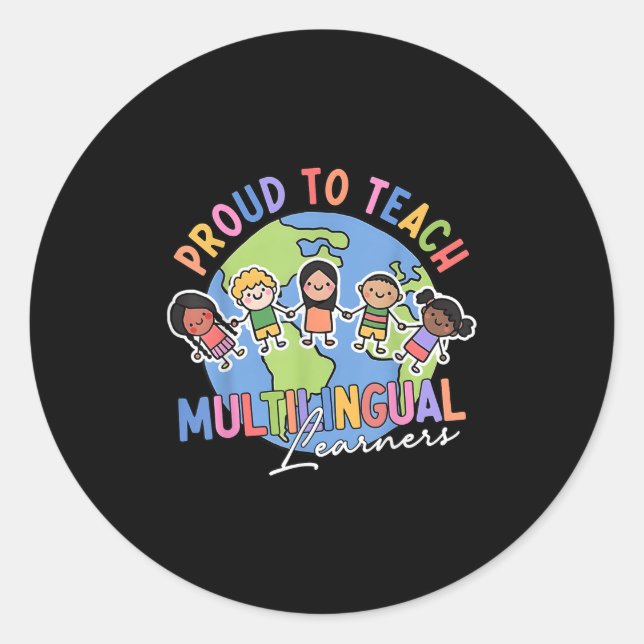 Pegatina Redonda Orgulloso de enseñar a estudiantes multilingües de (Anverso)