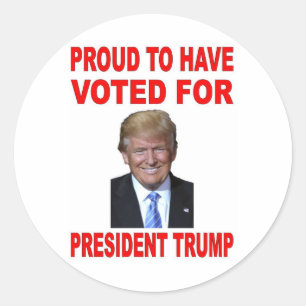 PEGATINA REDONDA ORGULLOSO DE HABER VOTADO POR EL PRESIDENTE TRUMP