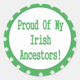 Pegatina Redonda Orgulloso De Mis Ancestros Irlandeses