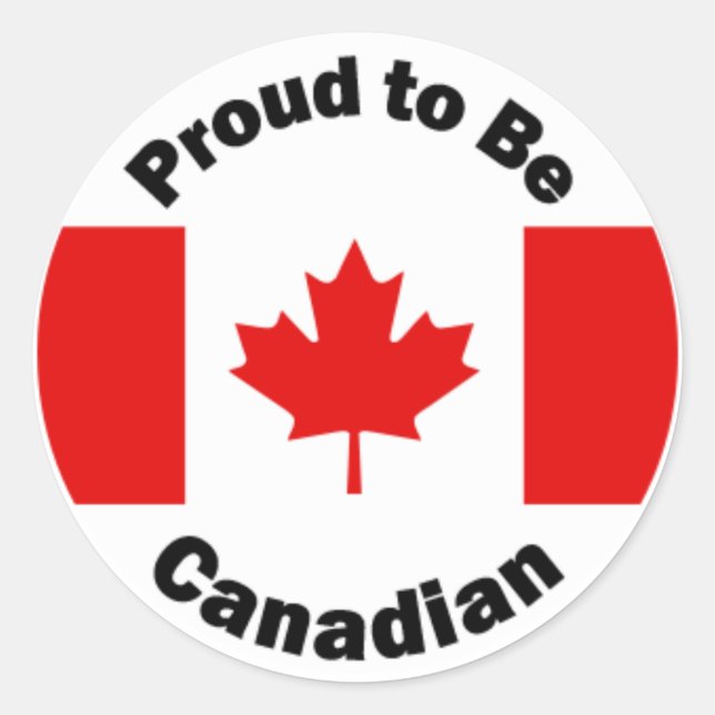 Pegatina Redonda Orgulloso de ser canadiense (Anverso)