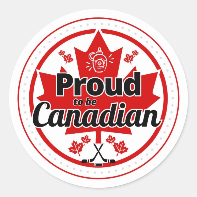 Pegatina Redonda Orgulloso de ser canadiense (Anverso)