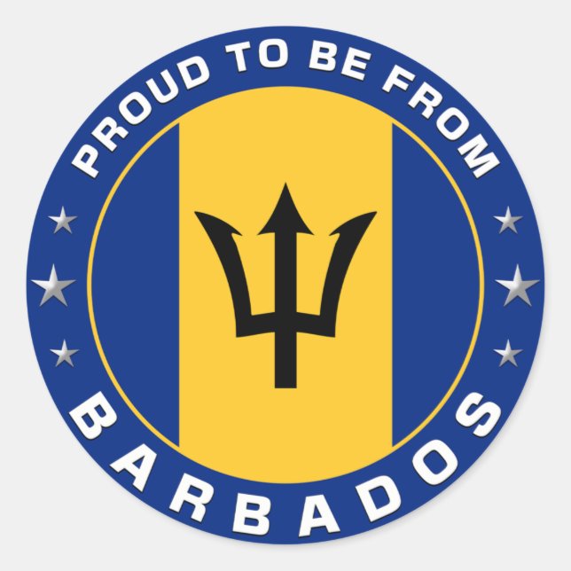 Pegatina Redonda Orgulloso De Ser De Barbados (Anverso)