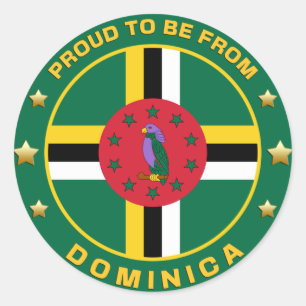 Pegatina Redonda Orgulloso De Ser De Dominica