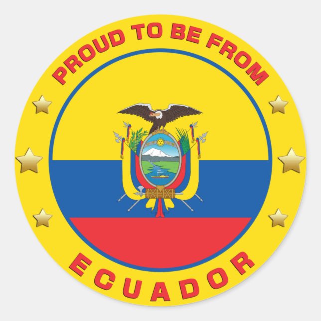 Pegatina Redonda Orgulloso De Ser De Ecuador (Anverso)