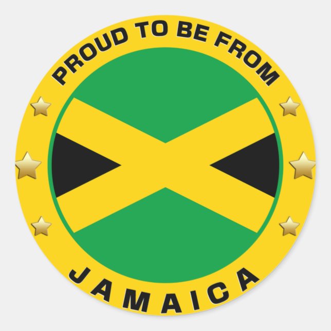 Pegatina Redonda Orgulloso De Ser De Jamaica (Anverso)