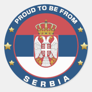 Pegatina Redonda Orgulloso De Ser De Serbia