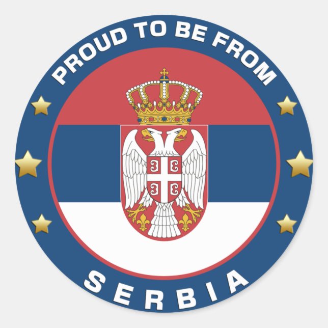 Pegatina Redonda Orgulloso De Ser De Serbia (Anverso)