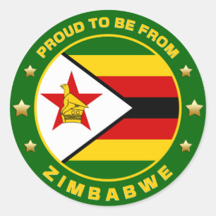 Pegatina Redonda Orgulloso De Ser De Zimbabue