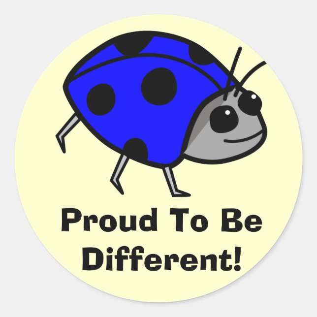 Pegatina Redonda Orgulloso De Ser Diferente Ladybug Azul (Anverso)