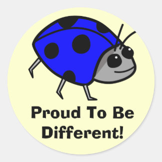Pegatina Redonda Orgulloso De Ser Diferente Ladybug Azul
