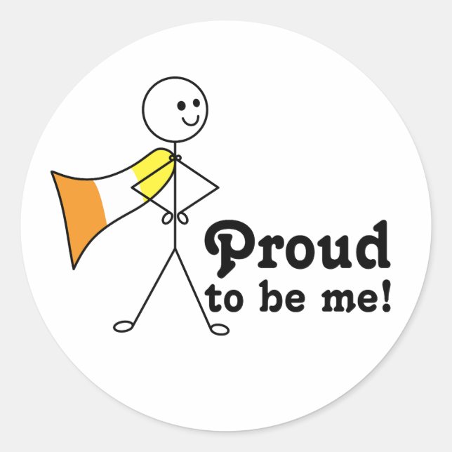 Pegatina Redonda Orgulloso de ser el superhéroe de la bandera del O (Anverso)