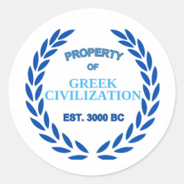 Pegatina Redonda Orgulloso de ser griego -propiedad de la civilizac
