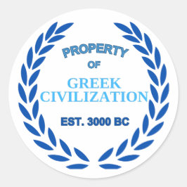 Pegatina Redonda Orgulloso de ser griego -propiedad de la civilizac