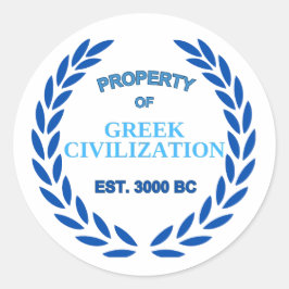 Pegatina Redonda Orgulloso de ser griego -propiedad de la civilizac