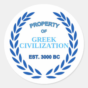 Pegatina Redonda Orgulloso de ser griego -propiedad de la civilizac