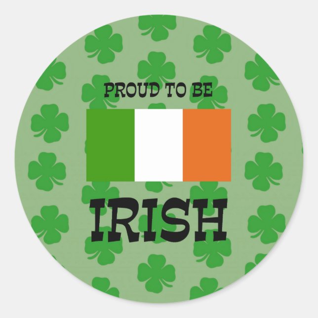 Pegatina Redonda Orgulloso de ser irlandés (Anverso)