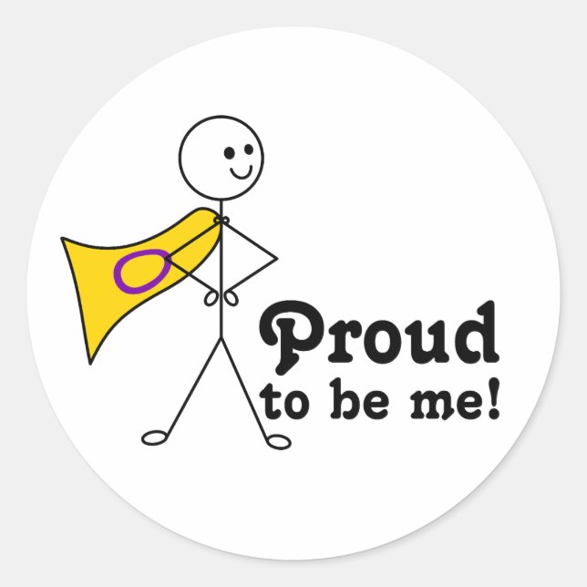 Pegatina Redonda Orgulloso de ser mi super héroe del Orgullo Inters (Anverso)