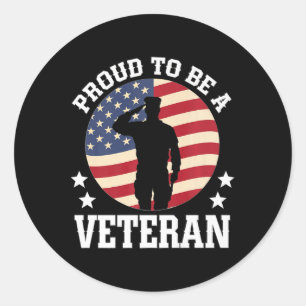 Pegatina Redonda Orgulloso De Ser Veteranos Soldados De Ee.Uu.
