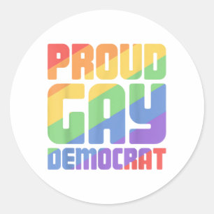Pegatina Redonda Orgulloso Demócrata Gay Divertido LGBT