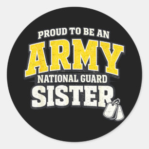 Pegatina Redonda Orgulloso ejército guardia nacional hermana famili