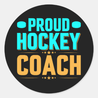 Pegatina Redonda Orgulloso entrenador de hockey