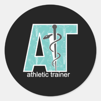 Pegatina Redonda Orgulloso entrenamiento atlético de entrenador