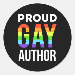 Pegatina Redonda Orgulloso escritor gay orgullo LGBTQ