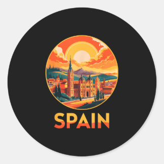 Pegatina Redonda Orgulloso españa vacaciones país favorito alegría