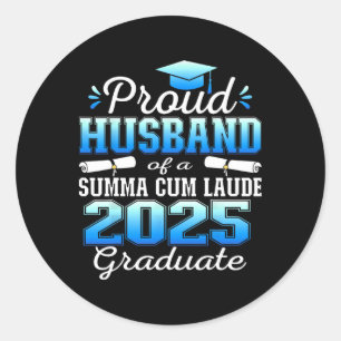 Pegatina Redonda Orgulloso Esposo 2025 Summa Cum Laude Graduado Cl 
