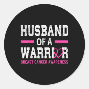 Pegatina Redonda Orgulloso Esposo De Un Guerrero Del Cáncer De Mama