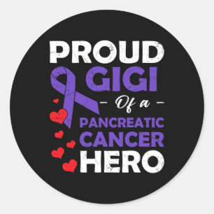 Pegatina Redonda Orgulloso Gigi De Un Guerrero Del Cáncer Pancreáti
